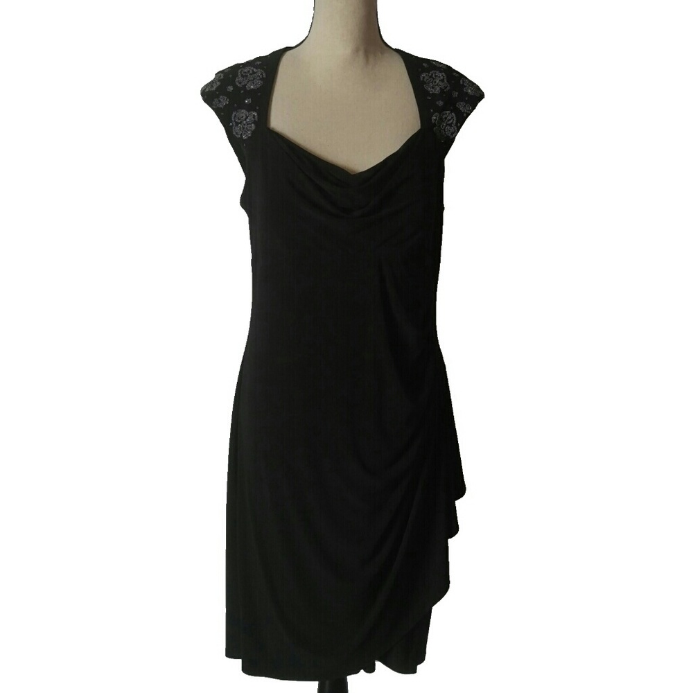 MSK Faux Wrap Around Black Dress